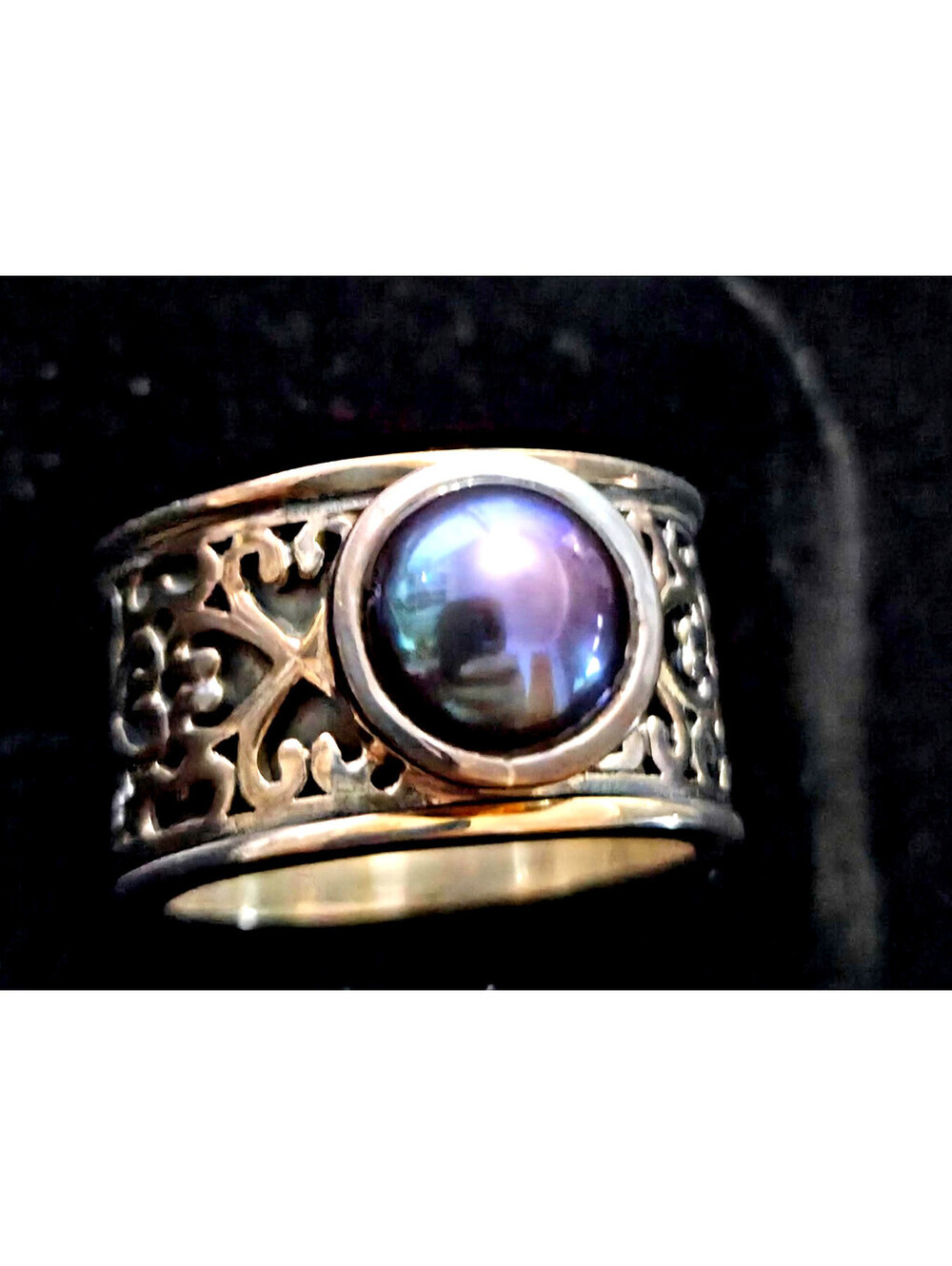 Doug Paulus Sterling Silver Blue Freshwater Pearl Ring Size 8 QVC NOS 2007